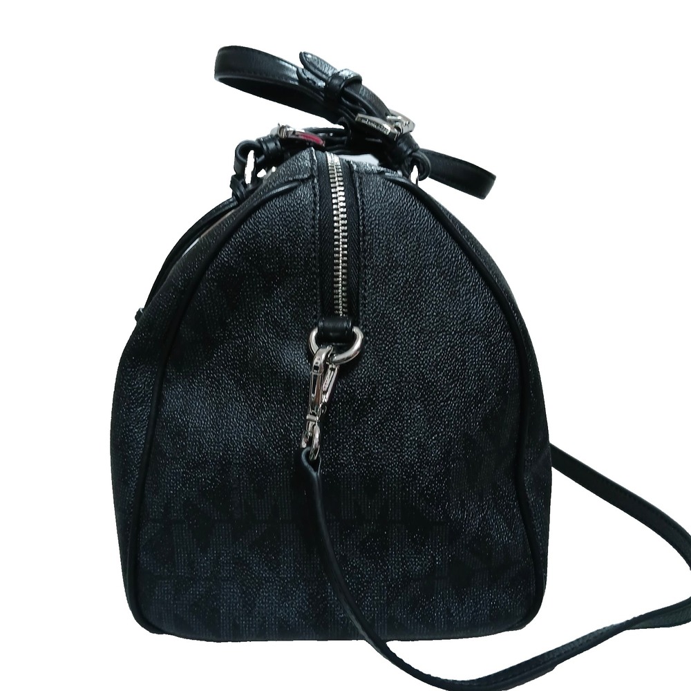Michael Kors MK Grayson Bowler Logo Monogram Satchel Purse Bag Black Overnight - Picture 5 of 11